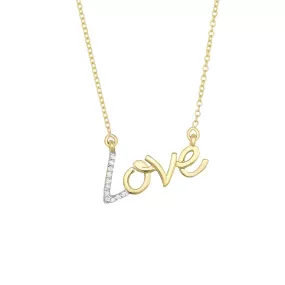 14K Gold .07ct Diamond ""Love"" Necklace