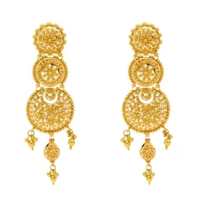 22K Yellow Gold Beaded Filigree Earrings (19.3gm)