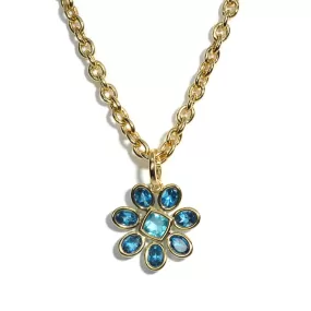 A & Furst - Fiori - Pendant with London Blue Topaz and Apatite, 18k Yellow Gold