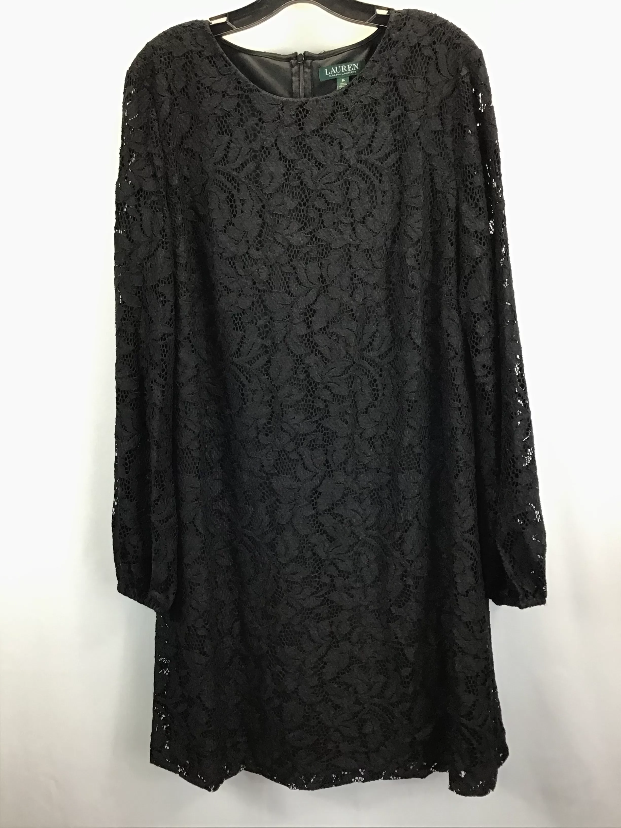 Black Dress Work Lauren By Ralph Lauren, Size 16