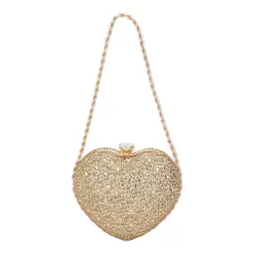 Bling Heart Evening Clutch Bag