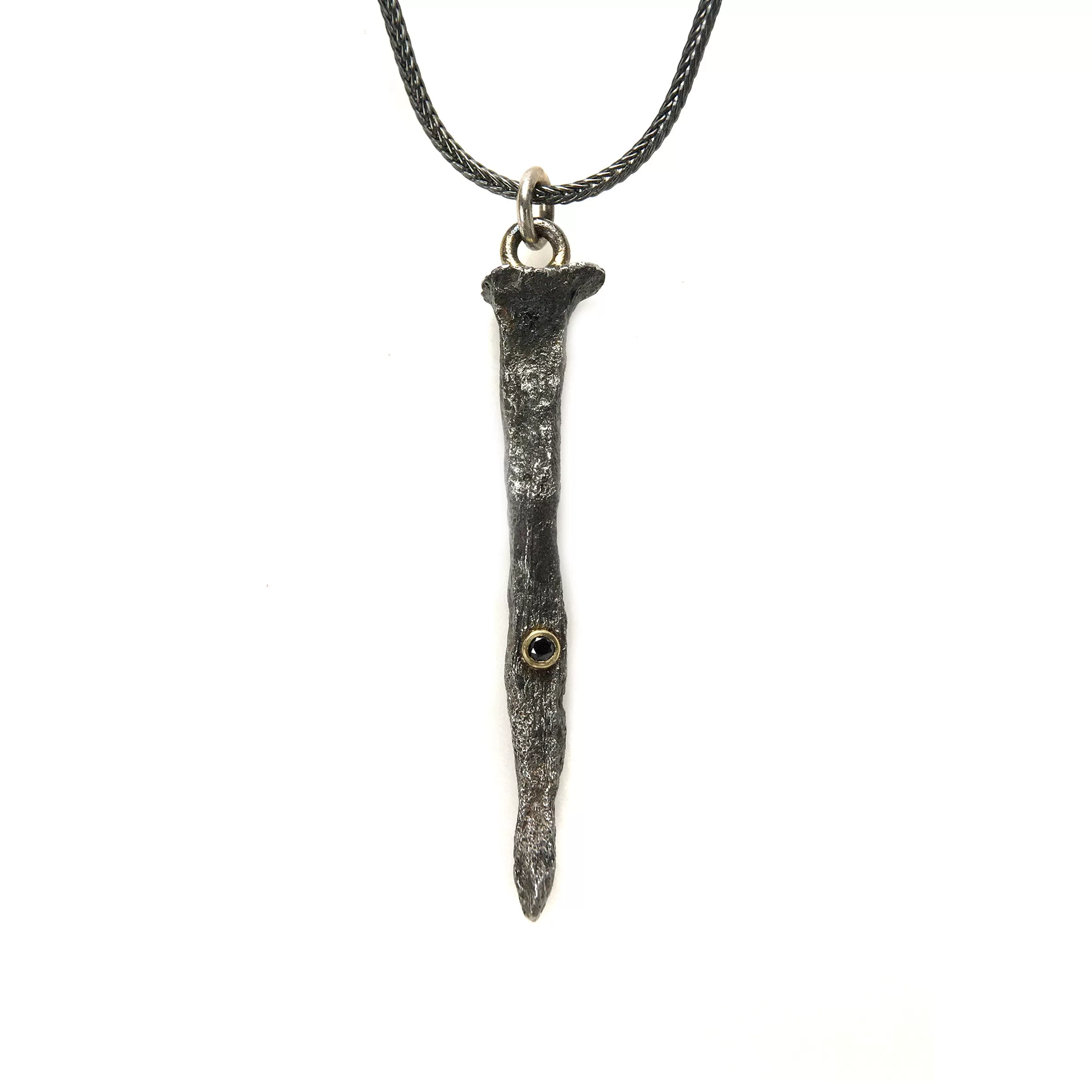 Italian Nail Necklace with Black Diamond