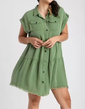 Sage Green Button Up Dress