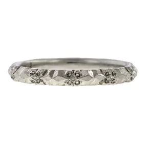 Vintage Floral Motif Wedding Band Ring, Platinum, Size 6 1/4